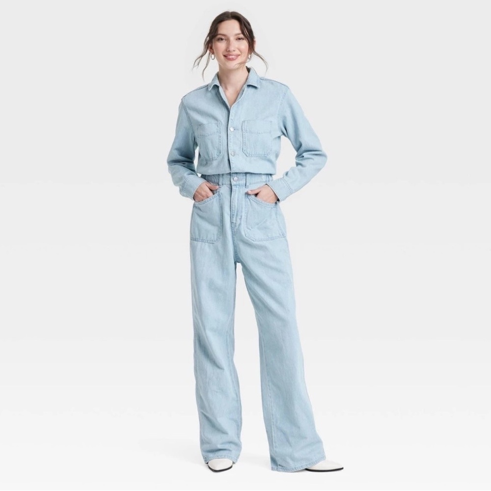 Universal Thread Pale Blue Denim Utility Jumpsuit